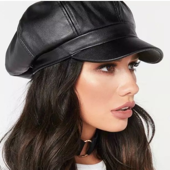 FREE PEOPLE APPLEJACK VEGAN LEATHER HAT M/L URBAN